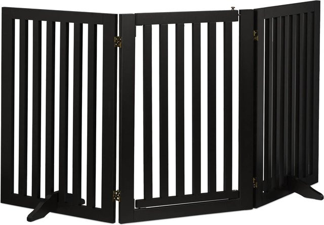 Relaxdays Treppenschutzgitter aus MDF mit Tür in Schwarz, B/H/T: 70 x 154 x 30 cm - Bild 1
