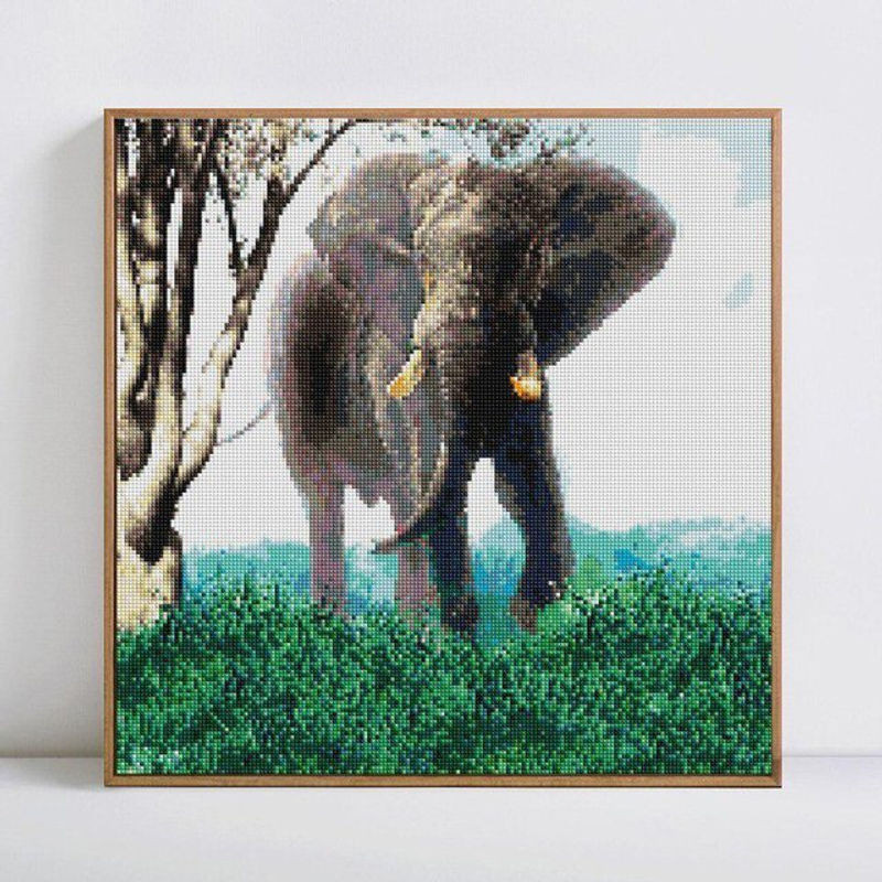 FIYO Diamond Painting Elefant Motiv als quadratische Malerei mit Strass, mehrfarbig, B/H: 30 x 30 cm - Bild 1