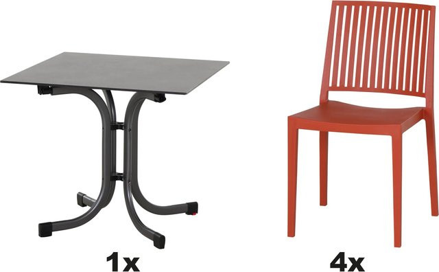 Siena Garden Gartenmöbel Set Lane 5-teilig mit 4 Stühlen und 1 Tisch in Brick Red - Bild 1