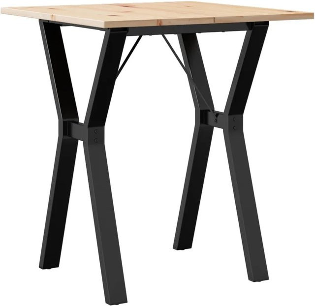 vidaXL Esstisch aus Massivholz Kiefer und Gusseisen in Braun, B/T/H: 70 x 70 x 75 cm - Bild 1