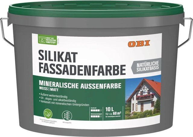 OBI Silikat Fassadenfarbe Weiß matt 10 l - Bild 1