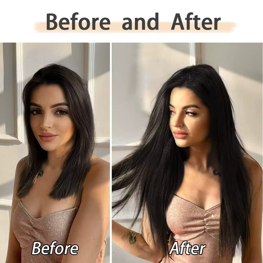Refeeny Clip-in Haarverlängerungen, 7-teiliges Set, Synthetisch, Glatt, Damen - Bild 4