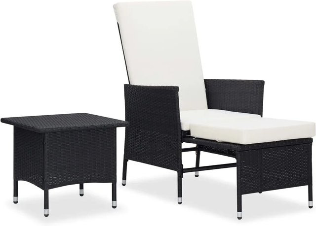Furnicato 2-tlg Gartenlounge-Set aus Poly-Rattan mit Kissen in Schwarz - Bild 1