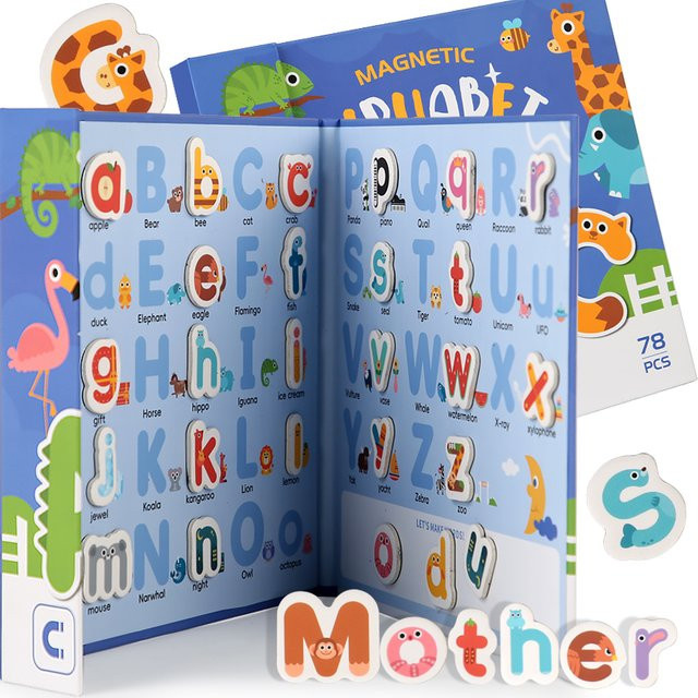 Datgo Montessori Magnetische Buchstaben Karte Paarung Übung Puzzle, ab 3 Jahre - Bild 1