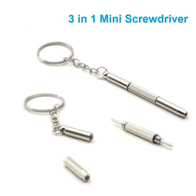 GESTLEMONTAR Mini 3-in-1 Schraubendreher Reparatur-Kit für Brillen und Uhren in Silber - Bild 2