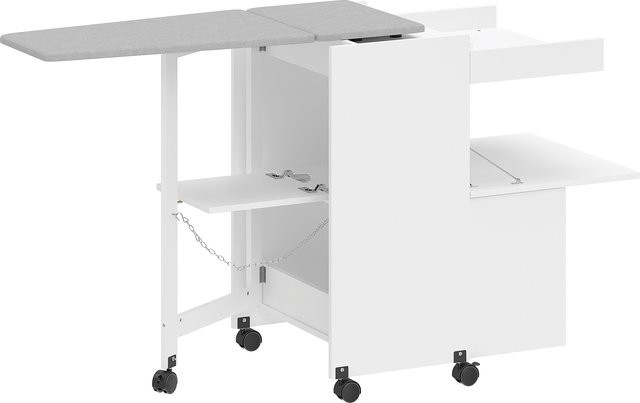 Aosom Bügelmöbel mit klappbarem Bügelbrett auf Rollen, weiß, B/T/H: 154 x 55 x 87 cm - Bild 1