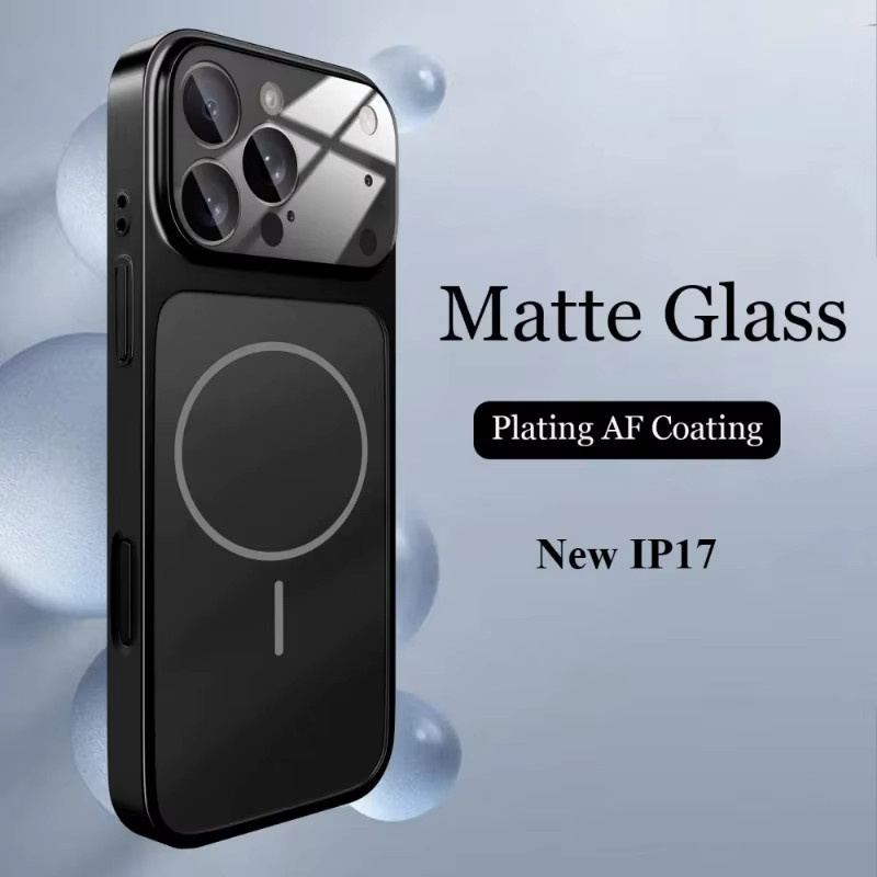 Magnetische Glas-Nano-Matte Schutzhülle für Apple iPhone kompatibel mit MagSafe, Farben: Blau und Schwarz - Bild 2