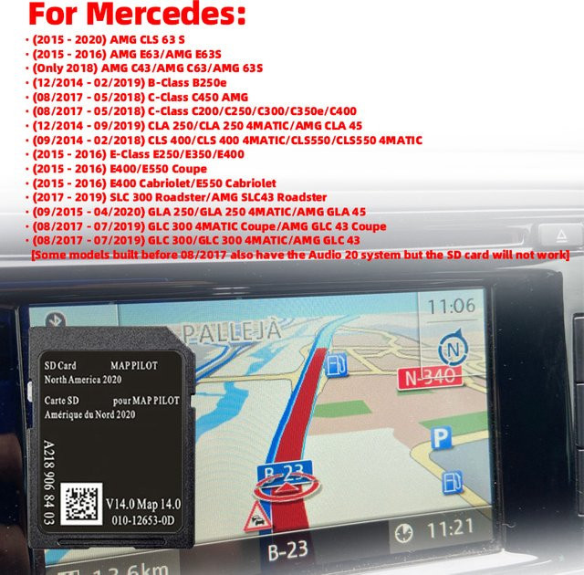 Garmin GPS Navigation SD Speicherkarte für Mercedes AMG C-Klasse und CLA, Vollversion 2020 Nordamerika, Schwarz - Bild 1