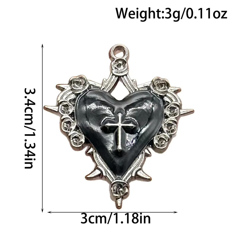 Gritavo Charms-Anhänger, Emaille-Metall, Herz, Messing, Silber, Unisex - Bild 2