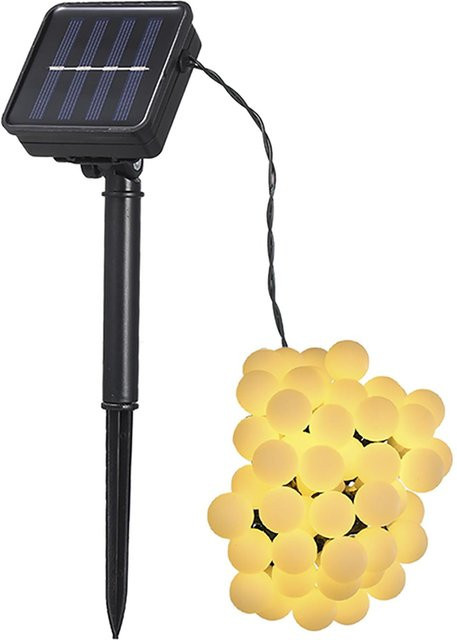 Tomshine Solarbetriebene LED-Lichterkette mit 50 LEDs in Warmweiß, Beige, IP44 wasserfest für den Außenbereich - Bild 1