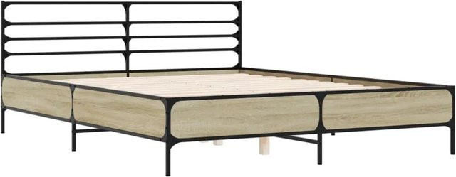 vidaXL Bettgestell aus Holzwerkstoff und Metall in Sonoma Eiche, Farbe Braun, B: 153 cm, H: 203 cm, T: 74 cm - Bild 1