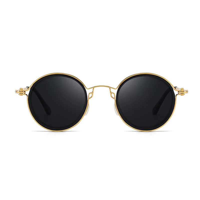 Blanche Michelle Sonnenbrille, Runde Vollrand, Metall, Gold, Herren - Bild 3