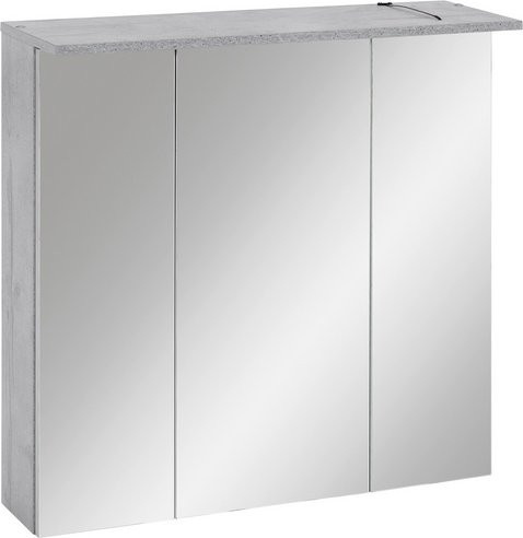 Schildmeyer Spiegelschrank Zadar in Steingrau mit 3 Glastüren, integrierter LED-Beleuchtung und Regalen, B/H/T: 70,5 x 71 x 16 cm - Bild 1