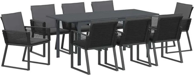 vidaXL Garten Essgruppe 9-teilig aus Stahl und Poly-Rattan in Anthrazit - Bild 1