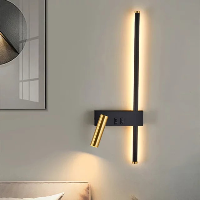 Sanoni Moderne Verstellbare LED-Wandleuchte aus Metall in Schwarz mit Warmweißem Licht und Touch-Funktion - Bild 1