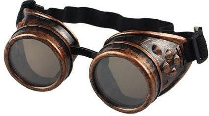 Steampunk Gothic Schutzbrille im Vintage Stil für Cosplay und Arbeit, Farbe Rot/Braun - Bild 1