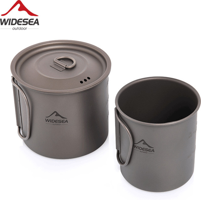 Widesea Camping-Becher aus Titan in Silber für Outdoor, Wandern und Picknick - Bild 1