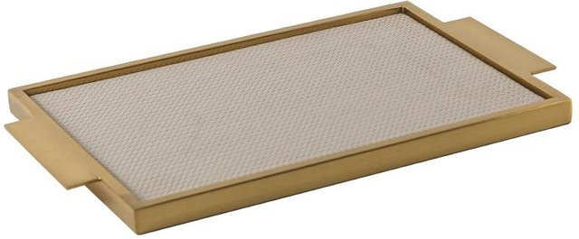 Luxus Aromatherapie Ablagefach aus Metall und Leder in Gold, B/T/H: 40,0 x 25,0 x 2,0 cm - Bild 1