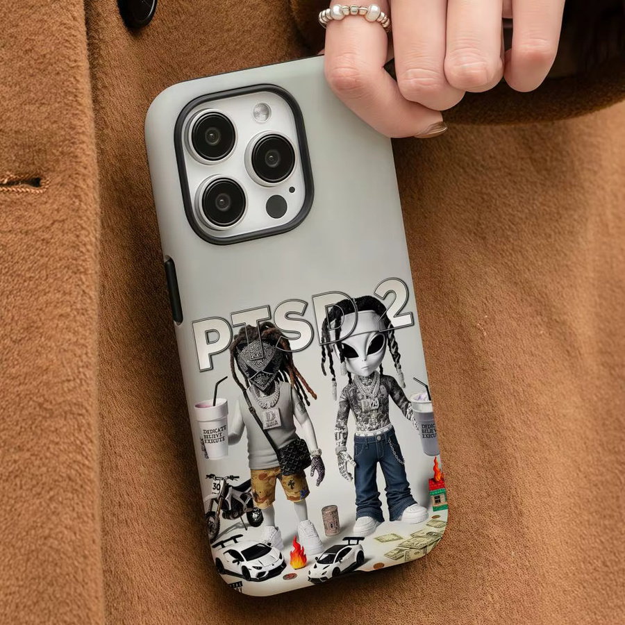 D-D-Block Europa PTSD 222 Handyhülle für iPhone 12 bis iPhone 17 Pro Max Plus, glänzende HD-Doppelschicht-Flüssighartschale, Weiß - Bild 3