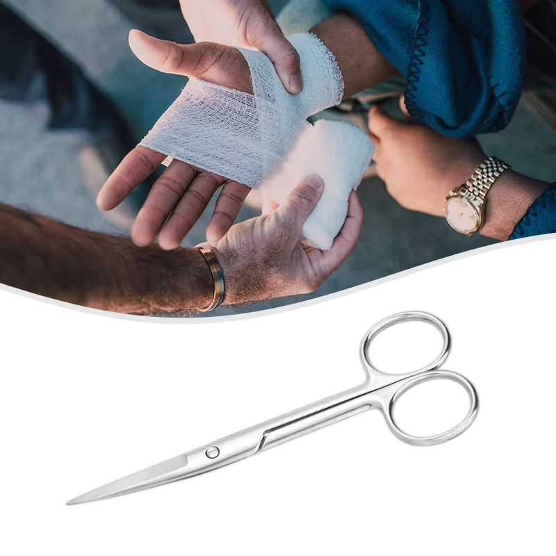 FATCOOL Medizinische Operationsschere aus Edelstahl in Silber mit gerader oder gebogener Spitze für Tierärzte und Profis - Bild 3