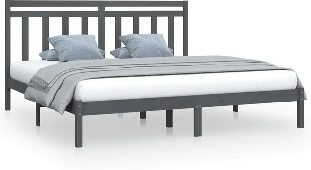 vidaXL Massivholzbett aus Kiefernholz in Grau mit rustikaler Optik, B/T: 200 x 200 cm - Bild 1