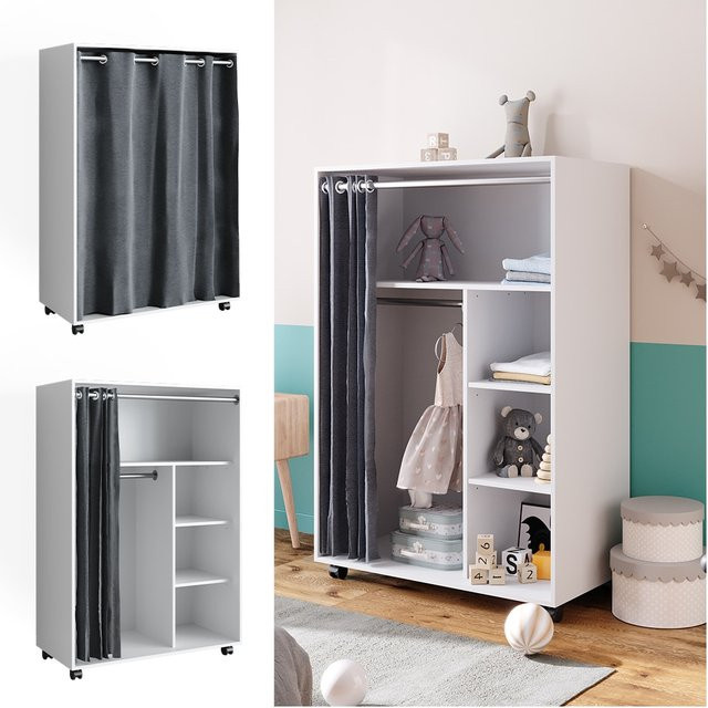 Vicco Kinderkleiderschrank Doros Garderobe Weiß modern B: 100 cm, H: 147 cm - Bild 1