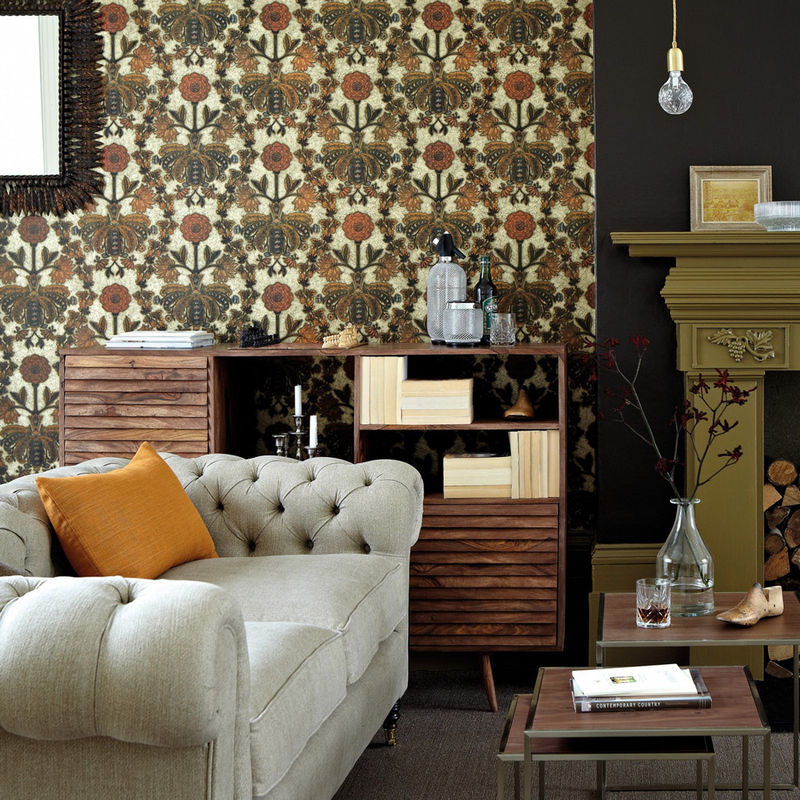 Little Greene Tapete New Bond Street Burnish in Braun und Gold mit floralem Botanical-Design - Bild 3