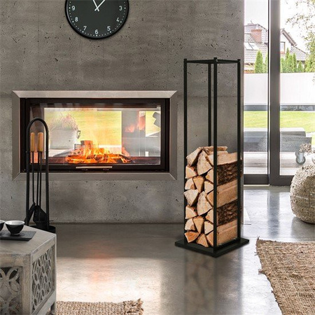 ML-Design Kaminholzregal aus Metall in Schwarz, B/T/H: 33 x 33 x 115 cm