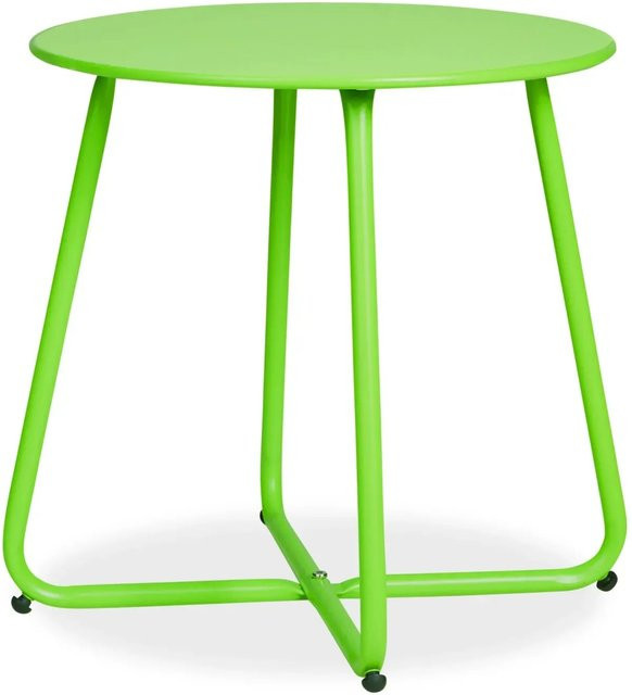 Homestyle4u Gartentisch Beistelltisch Rund aus Metall in Grün mit modernem Design - Bild 1