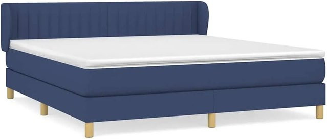 vidaXL Boxspringbett mit Matratze Blau Hybrid-Design mit Taschenfederkern B/T: 160 x 200 cm - Bild 1