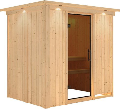 Karibu Sauna Kothla für 3 Personen aus Fichte in Beige ohne Ofen B/T/H: 210 x 202 x 165 cm - Bild 1