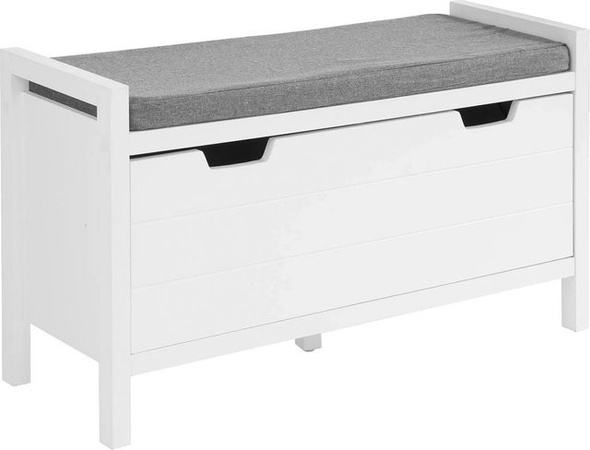 SoBuy Schuhbank FSR97-W aus MDF mit Sitzkissen und Klappe in Weiß, B/T/H: 91 x 30 x 30 cm