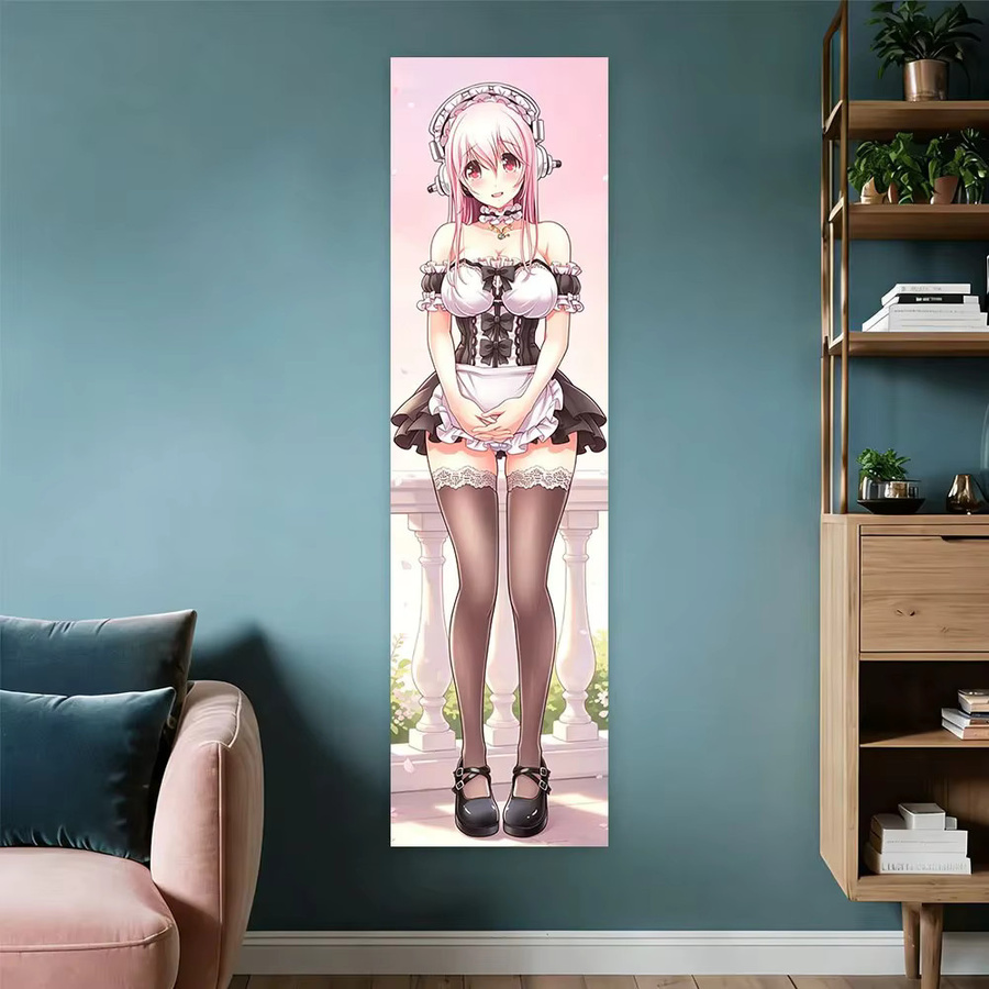VIKAMA Gothic Maid Anime Girl Wandteppich, bunter Wandbehang im Anime-Stil, B/H: 40 x 150 cm - Bild 3