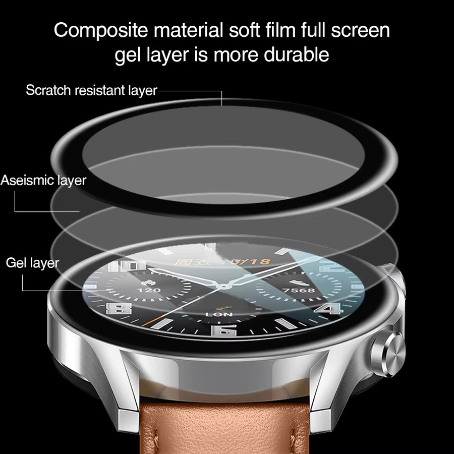 3 Stück 3D-Schutzfolie für Huawei Watch GT2 46 42 mm, HD Clear, Smartwatch-Zubehör - Bild 3