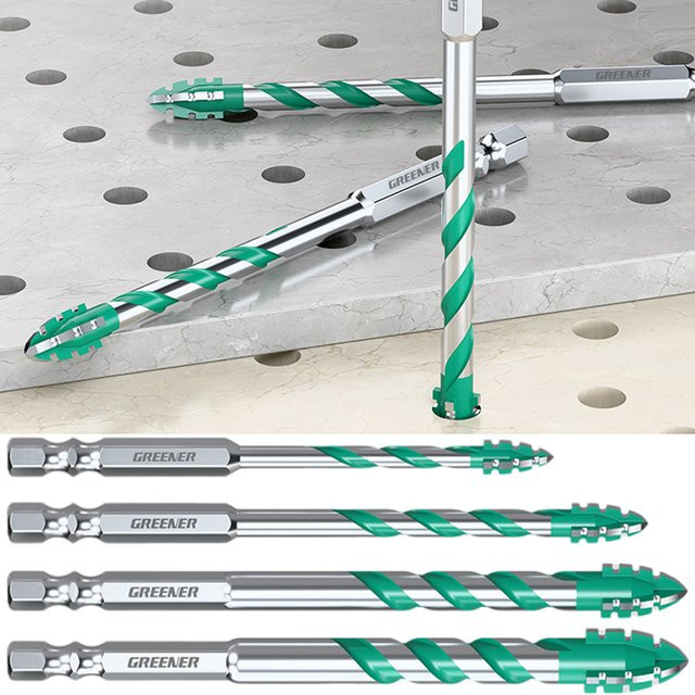 Stookits 4er Set Vierblatt-Exzenterbohrer aus hochhartem Material für Beton und Fliesen - Bild 1