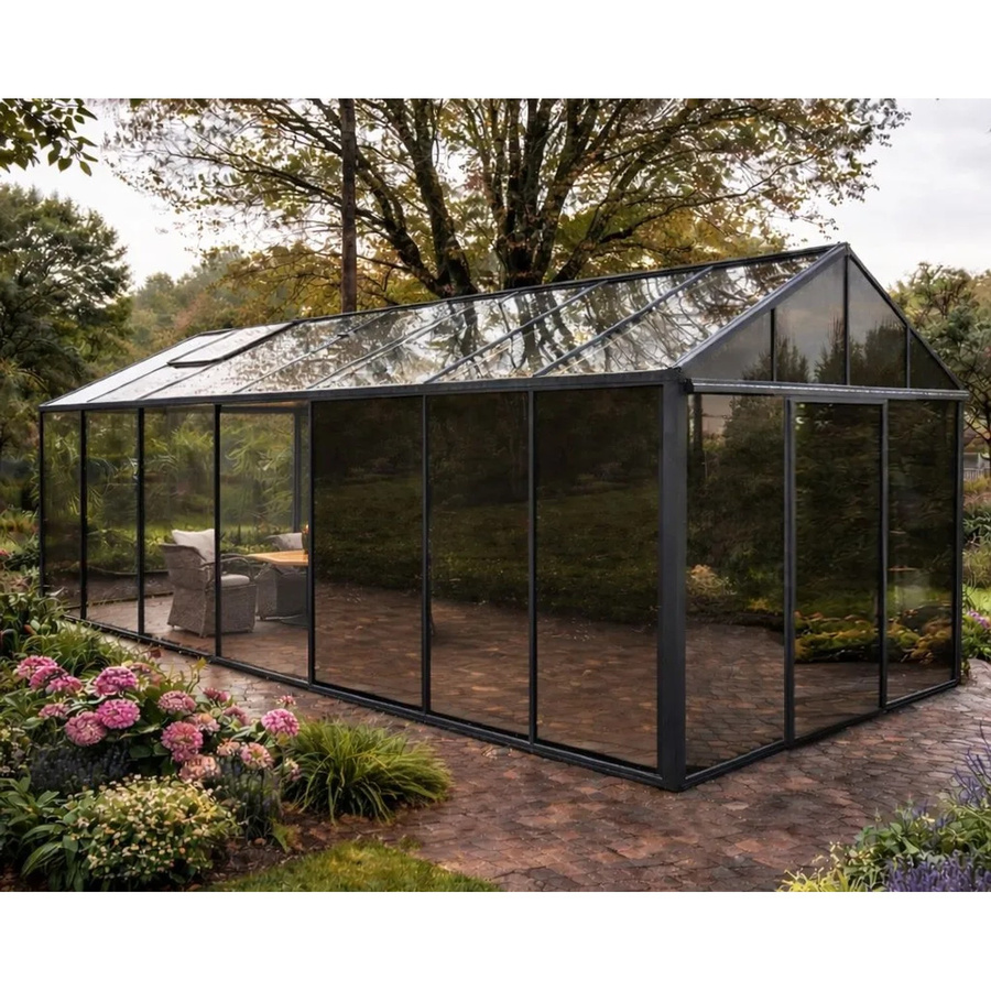 Bloomcabin Gewächshaus Klassik GHCLS6 in Schwarz mit integriertem Stauraum, Dachfenster und Belüftungssystem aus Aluminium und Sicherheitsglas - Bild 2