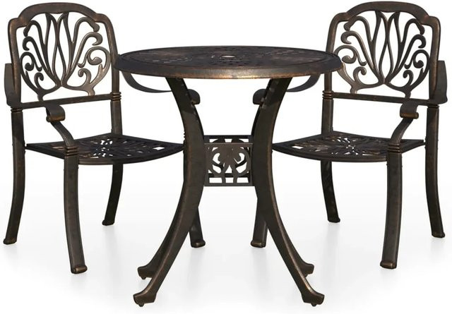 vidaXL 3-tlg Bistro-Set aus Aluminiumguss in Bronze für Garten und Außenbereich - Bild 1