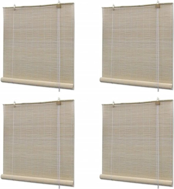 4er Set vidaXL Bambus-Rollos, beige, semi-transparent, B: 120 cm, H: 160 cm - Bild 1