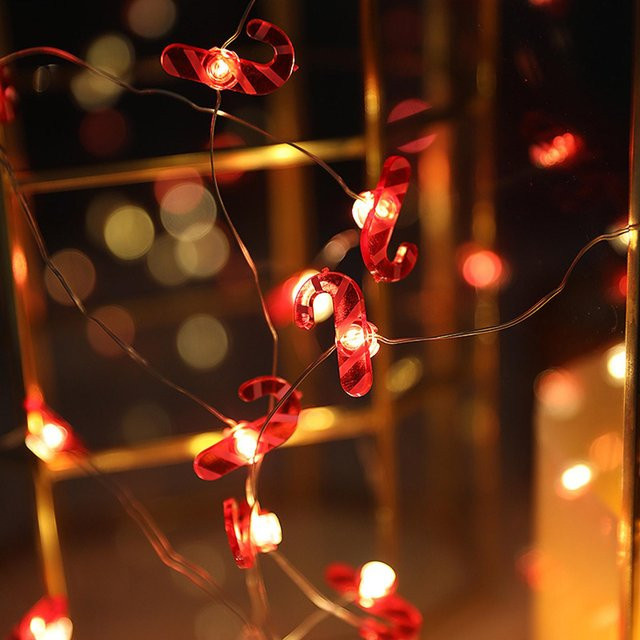 TOMTOP JMS LED Weihnachts-Lichterkette mit Glocken-Design in Rot und Warmweiß, 2 Meter Länge, 20 LEDs, IP42 wasserfest - Bild 1