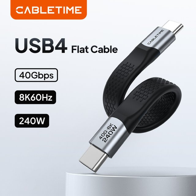 CABLETIME USB4-Datenkabel USB-C auf USB-C mit 40 Gbit/s, 8K bei 60 Hz und PD 240 W, kompatibel mit Thunderbolt 3/4, iPhone 16 Pro Max und SSDs - Bild 1