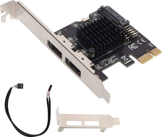PCIe zu Power eSATA Erweiterungskarte mit 2 Anschlüssen, 6,0 Gbps, unterstützt Hot-Swap und Plug-and-Play, RAID Controller Karte für Desktop-Computer, Schwarz - Bild 1