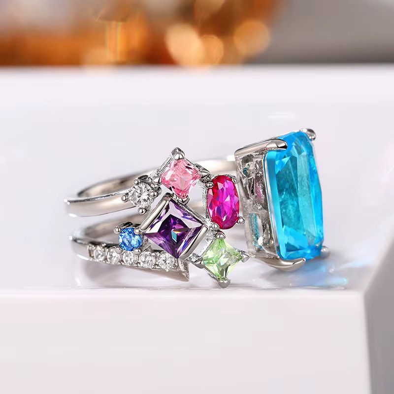 Huitan Ringe, bunt, Zirkonia, Silber, Damen - Bild 2