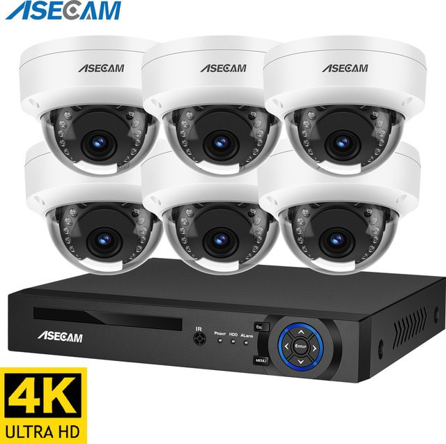 ASECAM 8MP 4K Sicherheitskamerasystem Xmeye mit POE Dome Kameras, Explosionsschutz IK10 und Personenerkennung, Farbe: Weiß - Bild 1