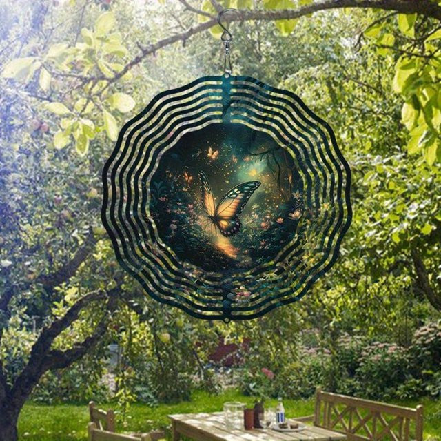 CIFBUY Solar-Windspiel aus Metall mit leuchtenden Schmetterlingen als bunte Gartendekoration für draußen - Bild 1