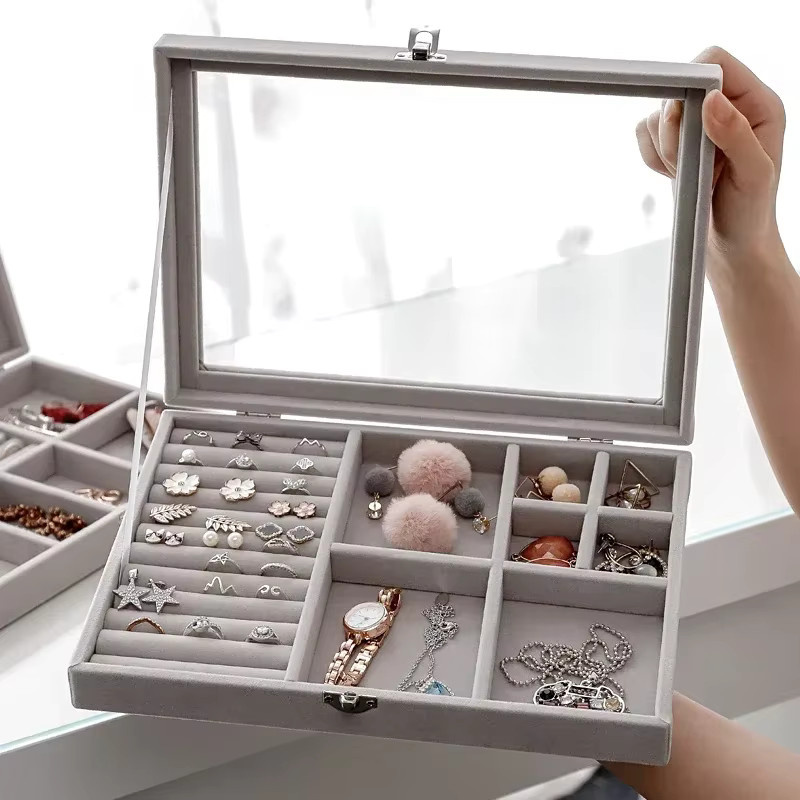 Amagi Schmuck-Organizer-Box, Samt und Glas, Unisex - Bild 2
