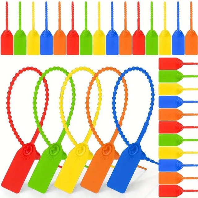 30 Stück Kunststoff-Tamper-Siegel-Kabelbinder in Multicolour für Sicherheitsetiketten und LKW-Siegel, Länge: 25 cm - Bild 1