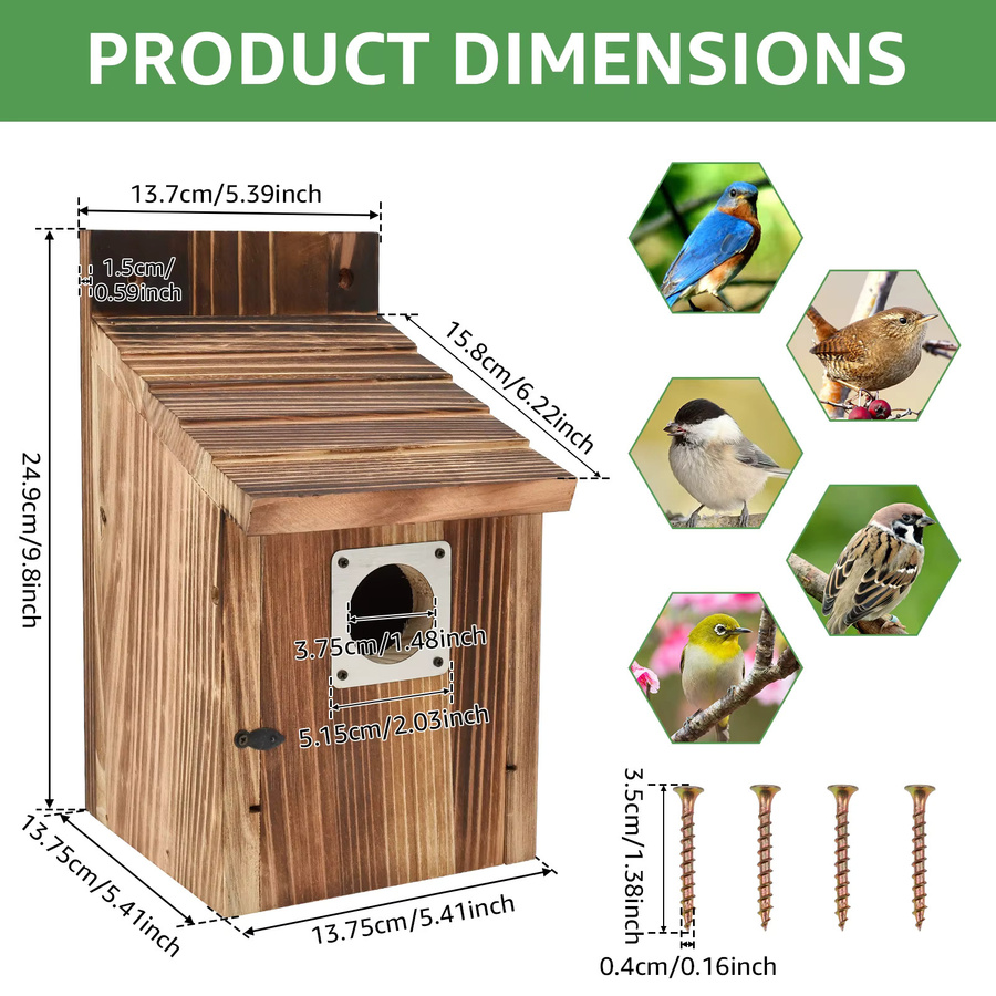 2er-Set Willstar Holz-Vogelhaus wetterfest in Braun als Papageien-Nest und Zuchtbox für den Garten oder die Terrasse - Bild 6