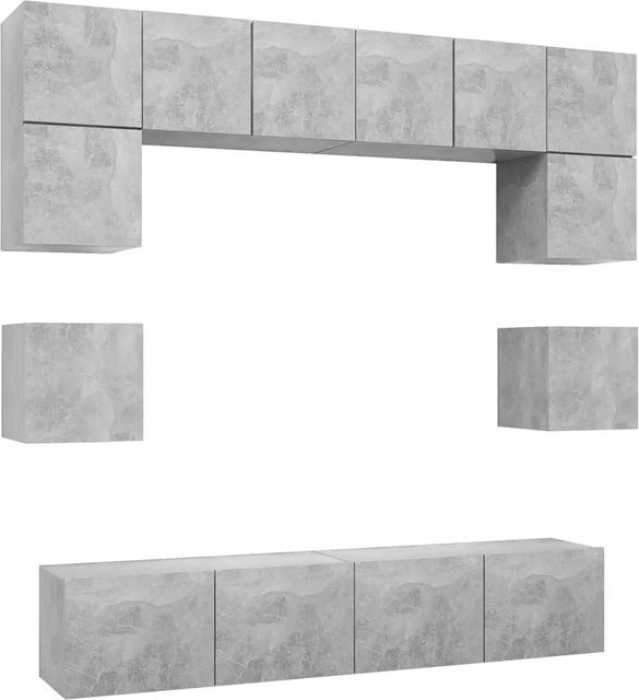 vidaXL 8-tlg. TV-Schrank-Set aus Holzwerkstoff in Grau, Wandmontage - Bild 1
