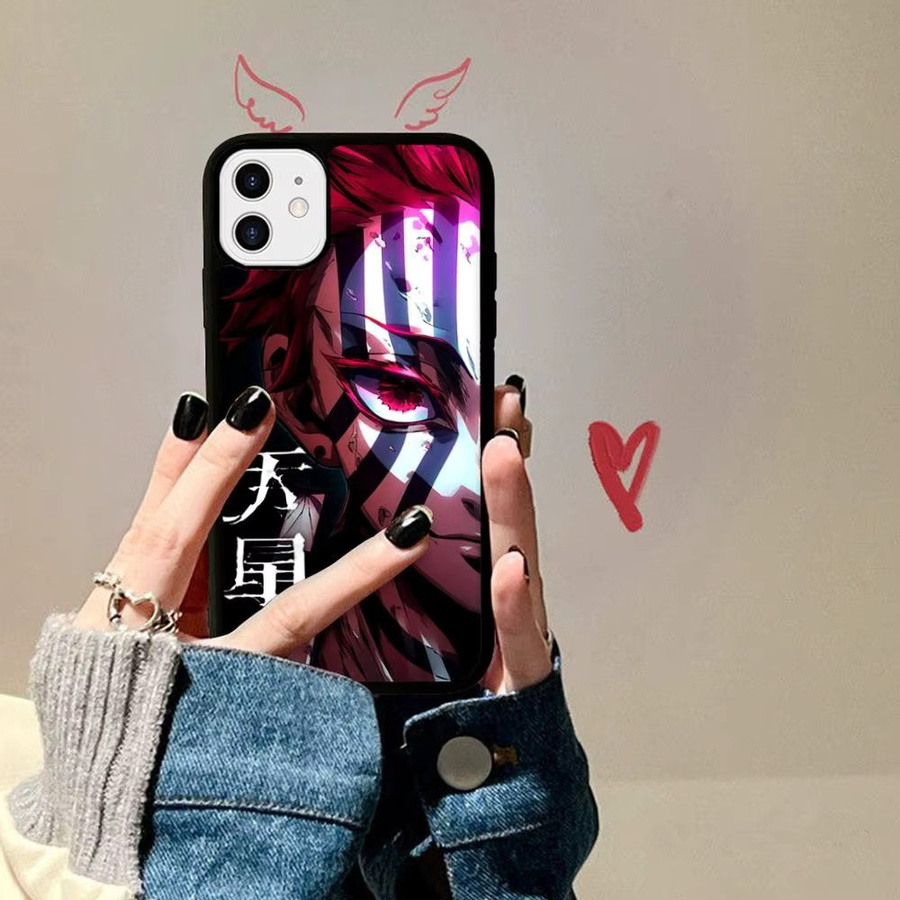 D-Demon Akaza S-Slayer Handyhülle aus PC und TPU für iPhone 11 bis iPhone 17 Pro Max Plus in Multicolour mit Kawaii Cartoon Design - Bild 3