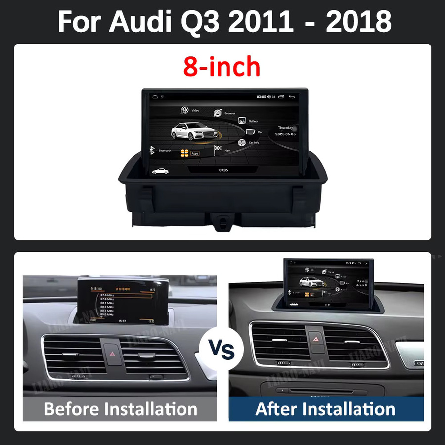 LIARO-NAVI Android 15 Autoradio mit 8 Zoll HD-Bildschirm, GPS und Bluetooth für Audi Q3 2011 bis 2018, Stereo DSP Multimedia-Player in Schwarz - Bild 4